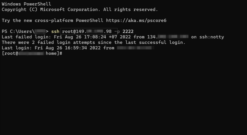 Connect via SSH using Terminal command