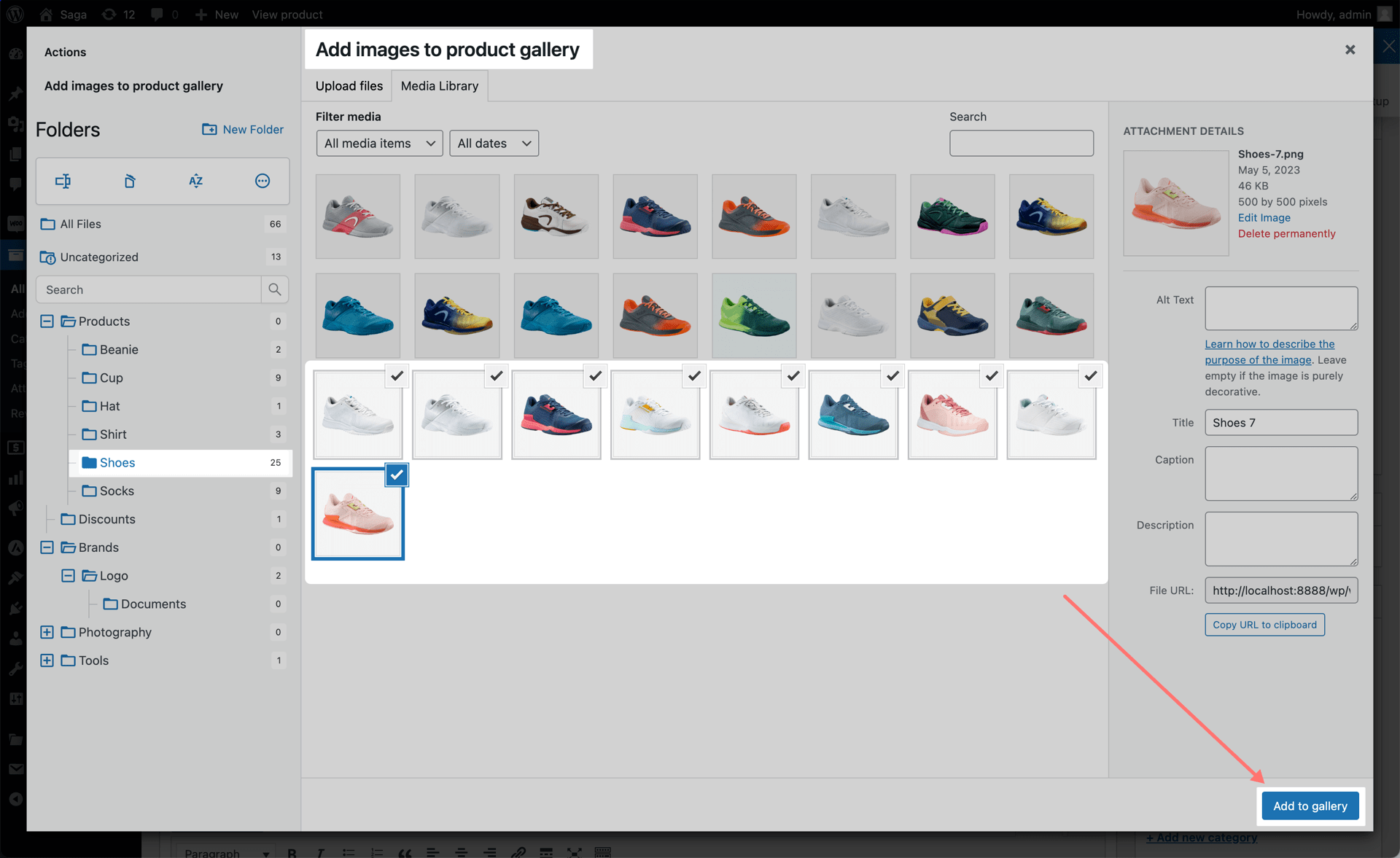 Bulk select and add images to product gallery in CatFolders popup modal