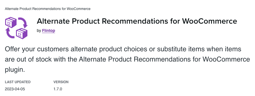 Alternate Product Recommendations for WooCommerce by Flintop