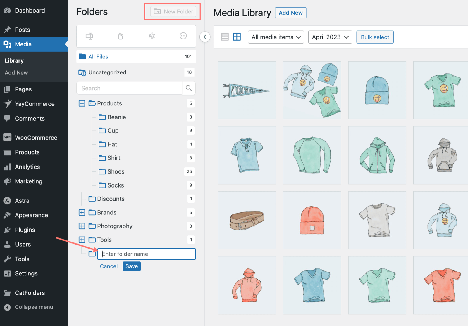 New folder name for WordPress PDF gallery