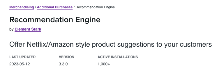 Recommendation Engine WooCommerce extension by Element Stark