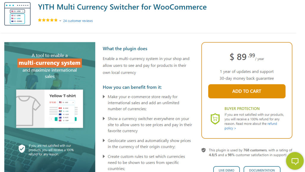 YITH currency switcher
