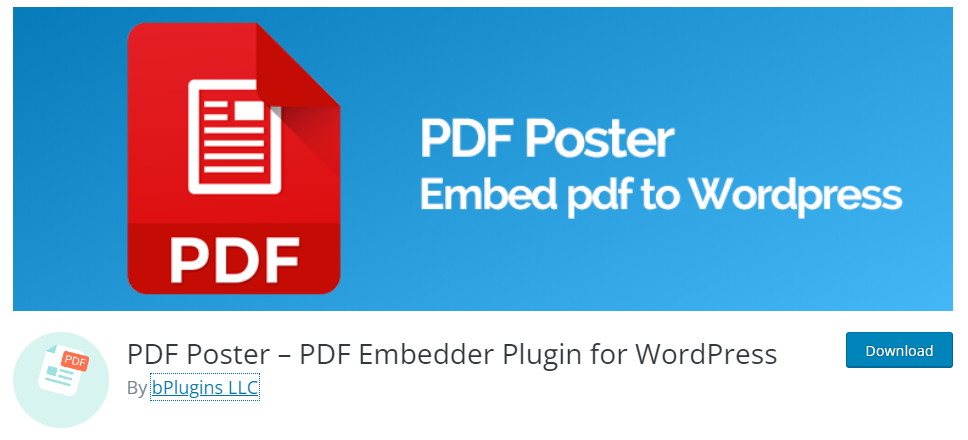 PDF Poster plugin - embed PDF in Elementor