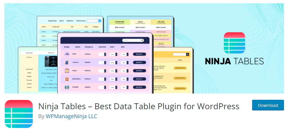 ninja tables - WordPress table plugins