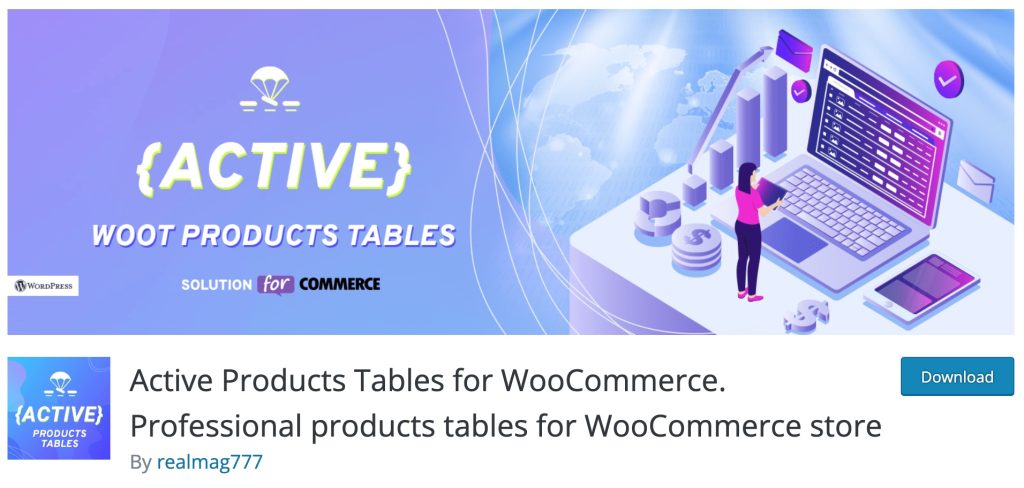 Active Products Tables for WooCommerce