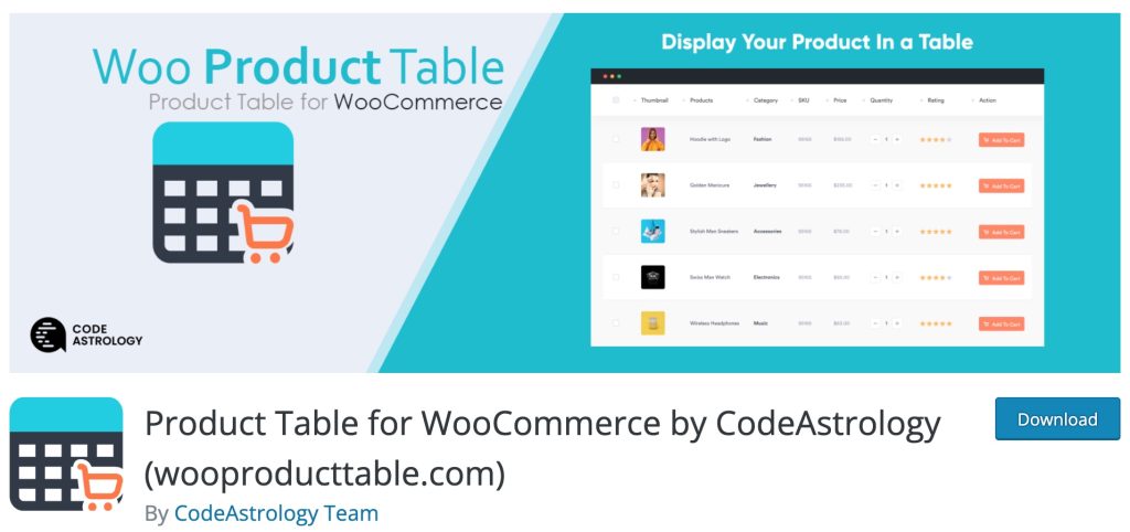 Product Table for WooCommerce