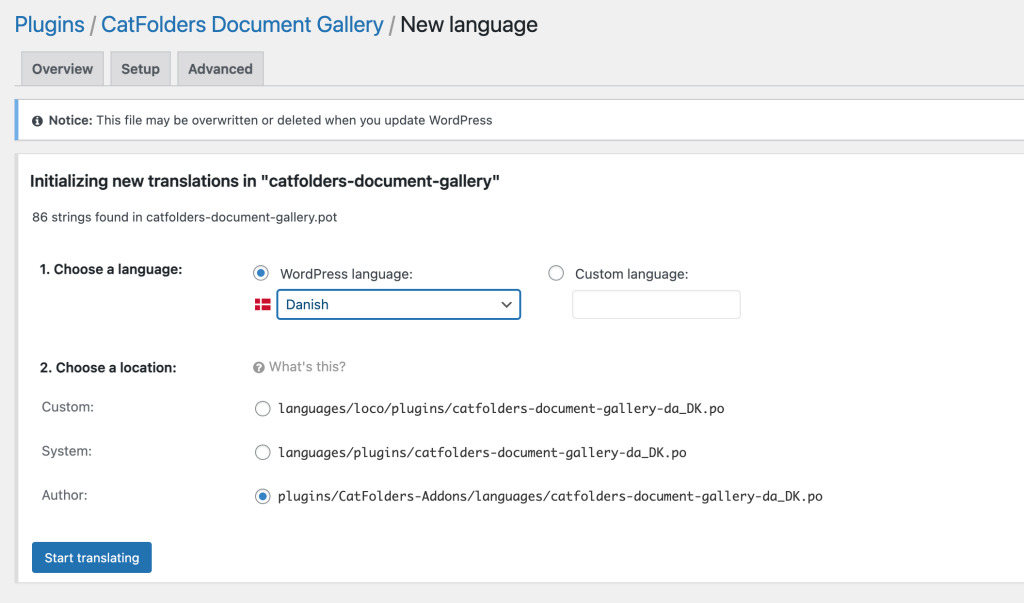 How to translate CatFolders