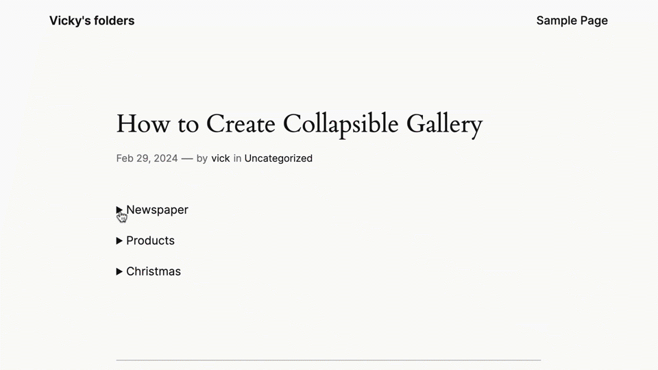 Front end of collapsible gallery
