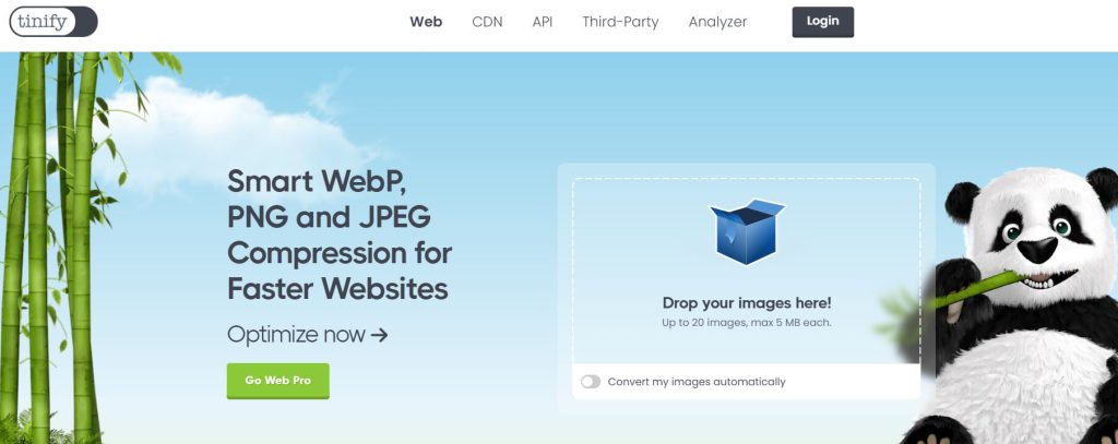 A screenshot of TinyPNG platform