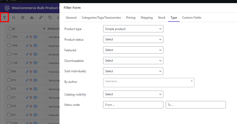 015 products filter form