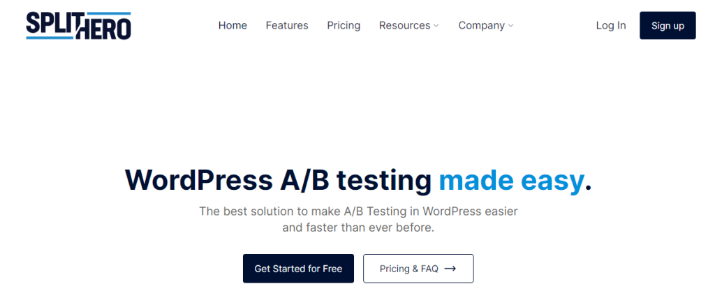 split hero - WordPress a/b testing