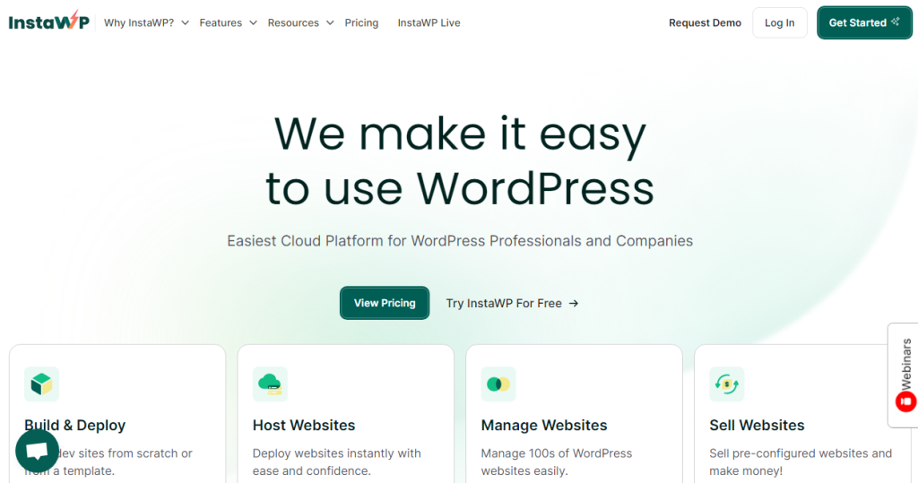 InstaWP - create a staging site wordpress