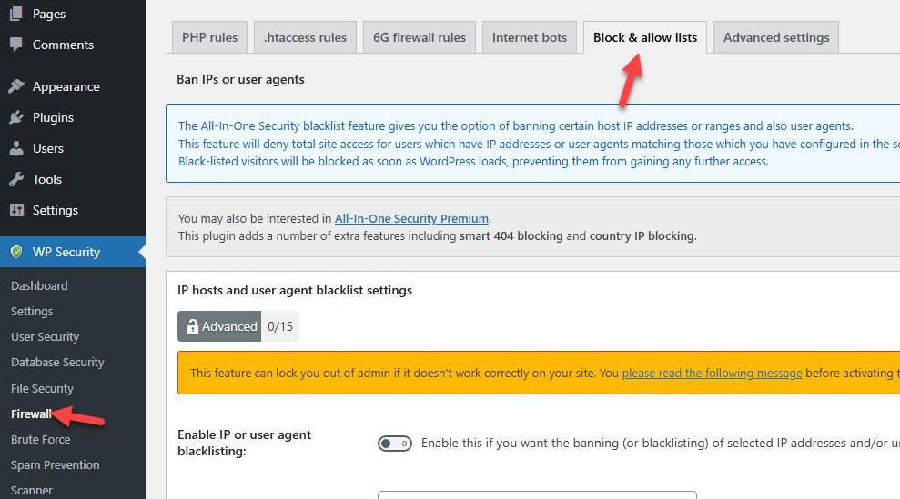 Firewall settings