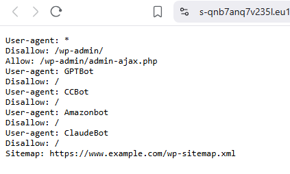 live robots.txt file