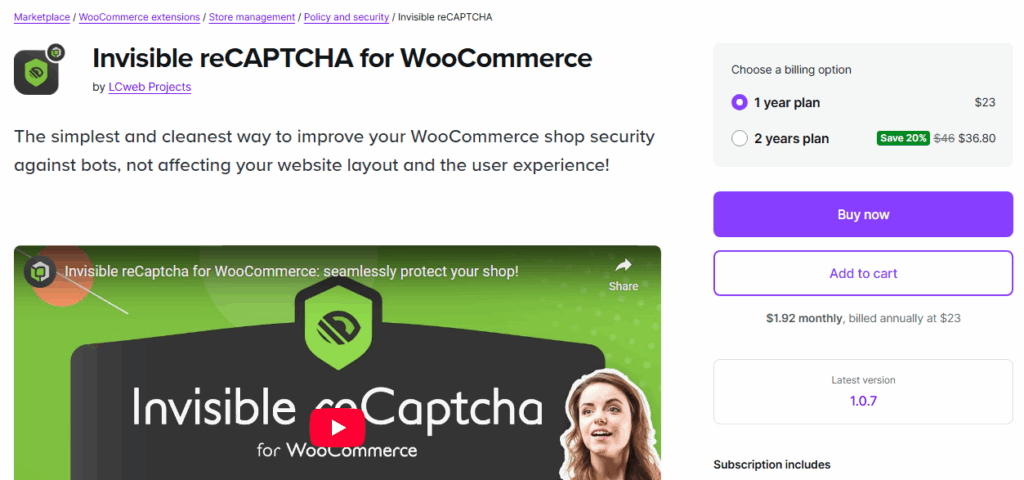 Invisible reCAPTCHA for WooCommerce