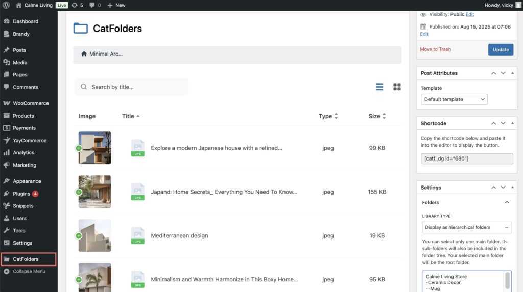 Create document gallery with shortcode feature
