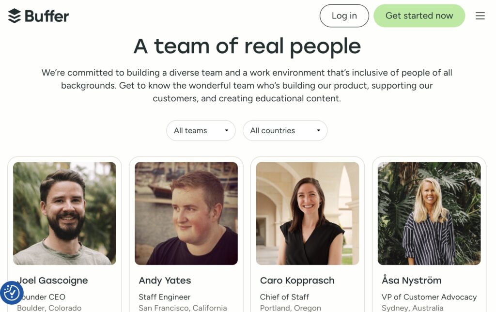 A Photo section on about page example