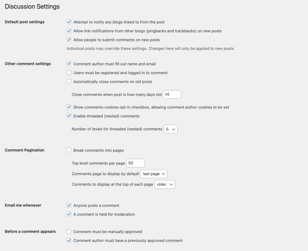 Configure Discussion Settings