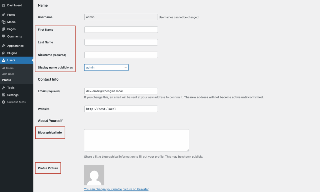 Edit Users Profile