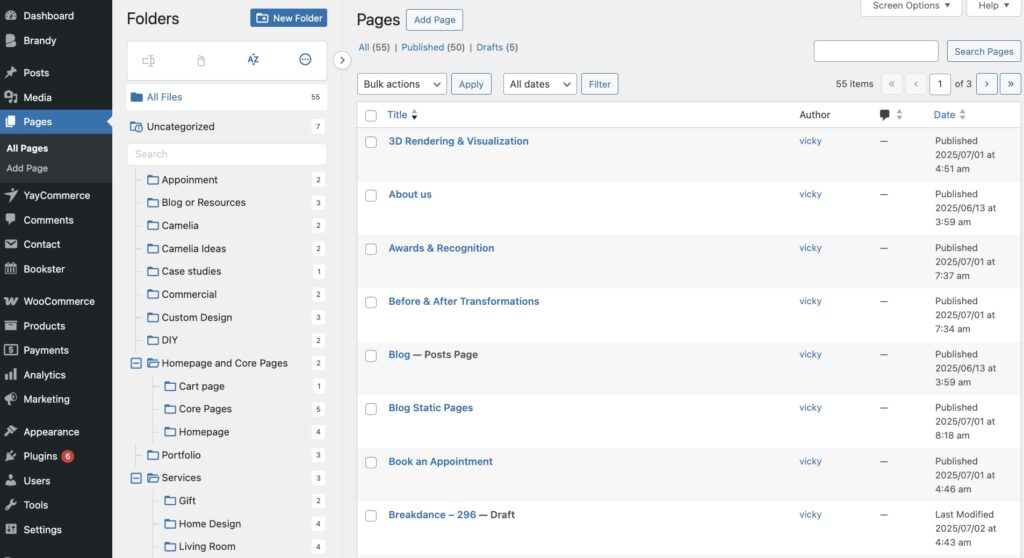 categorize WordPress page with CatFolders