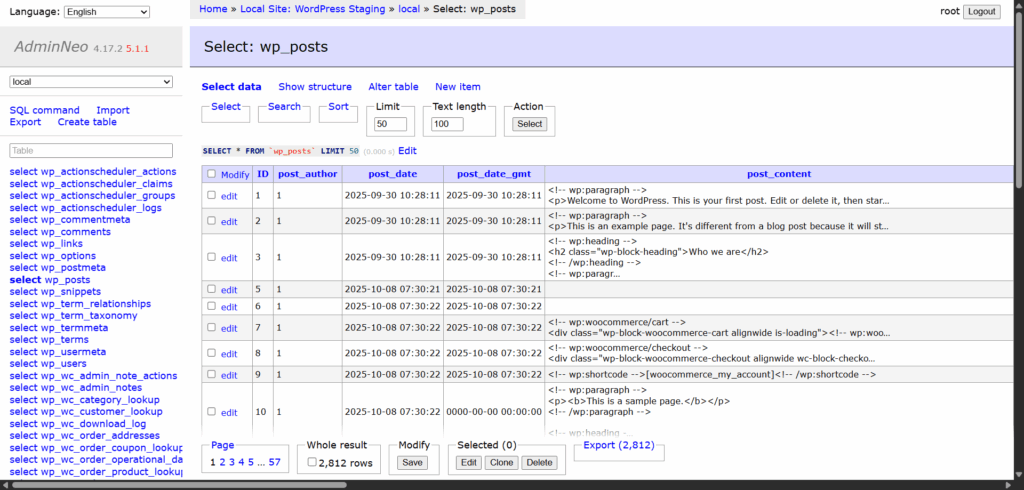 post table - where are wordpress pages stored