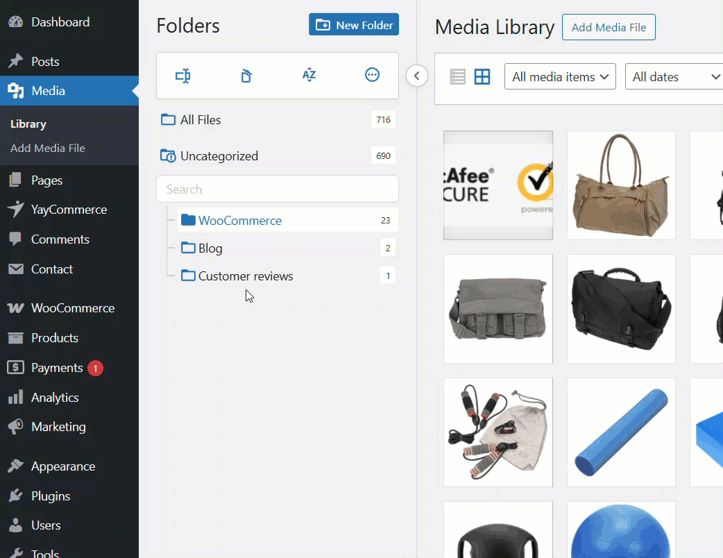 reorganize folders in wp media folders