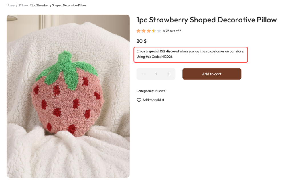 Check the offer description on the front end