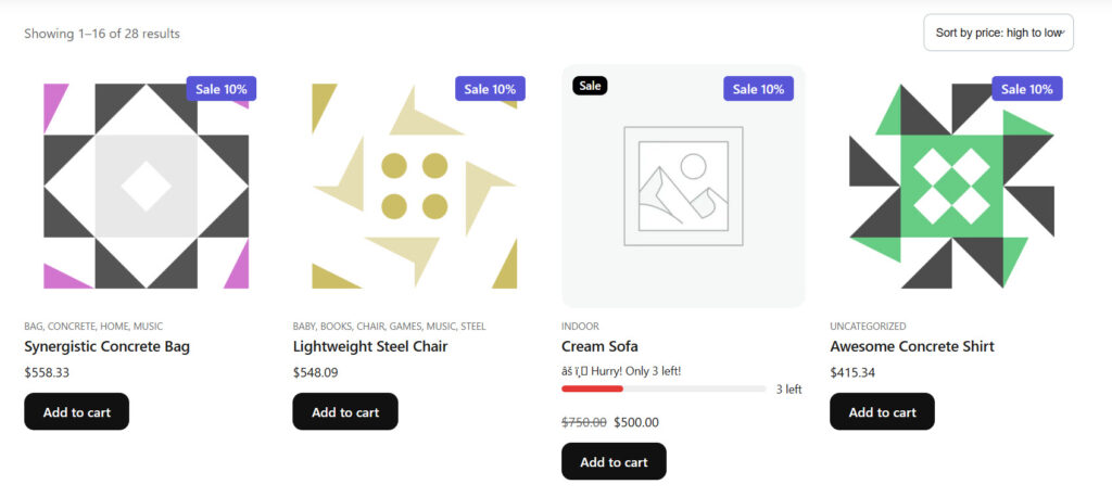 prices in front end