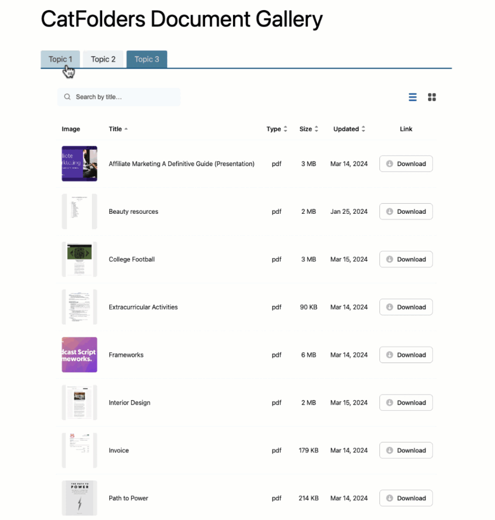 thumbnail of Tabbed Gallery